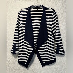 White House Black Market navy and white striped jacket. Size M